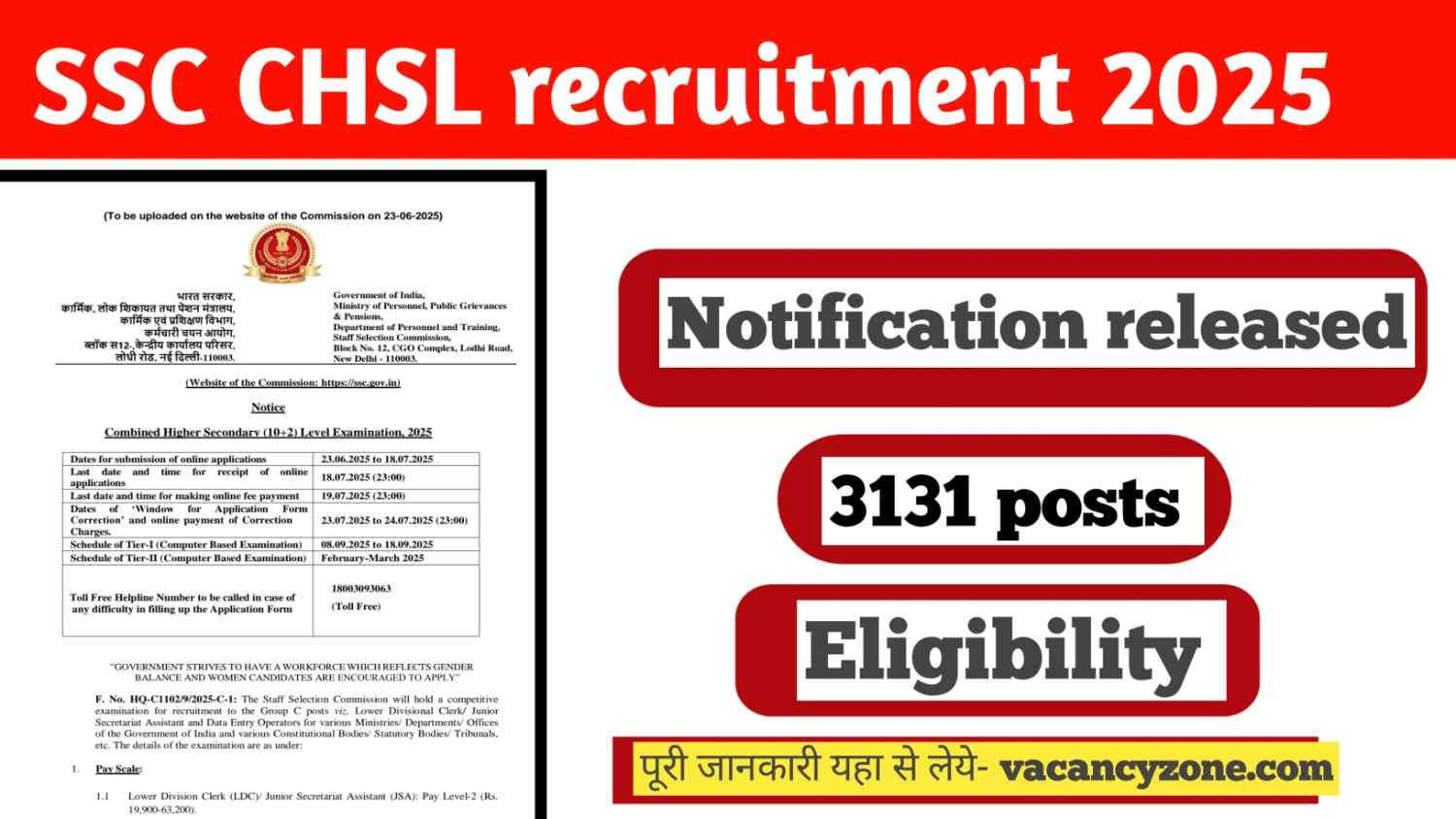 SSC CHSL 10+2 RECRUITMENT 2025