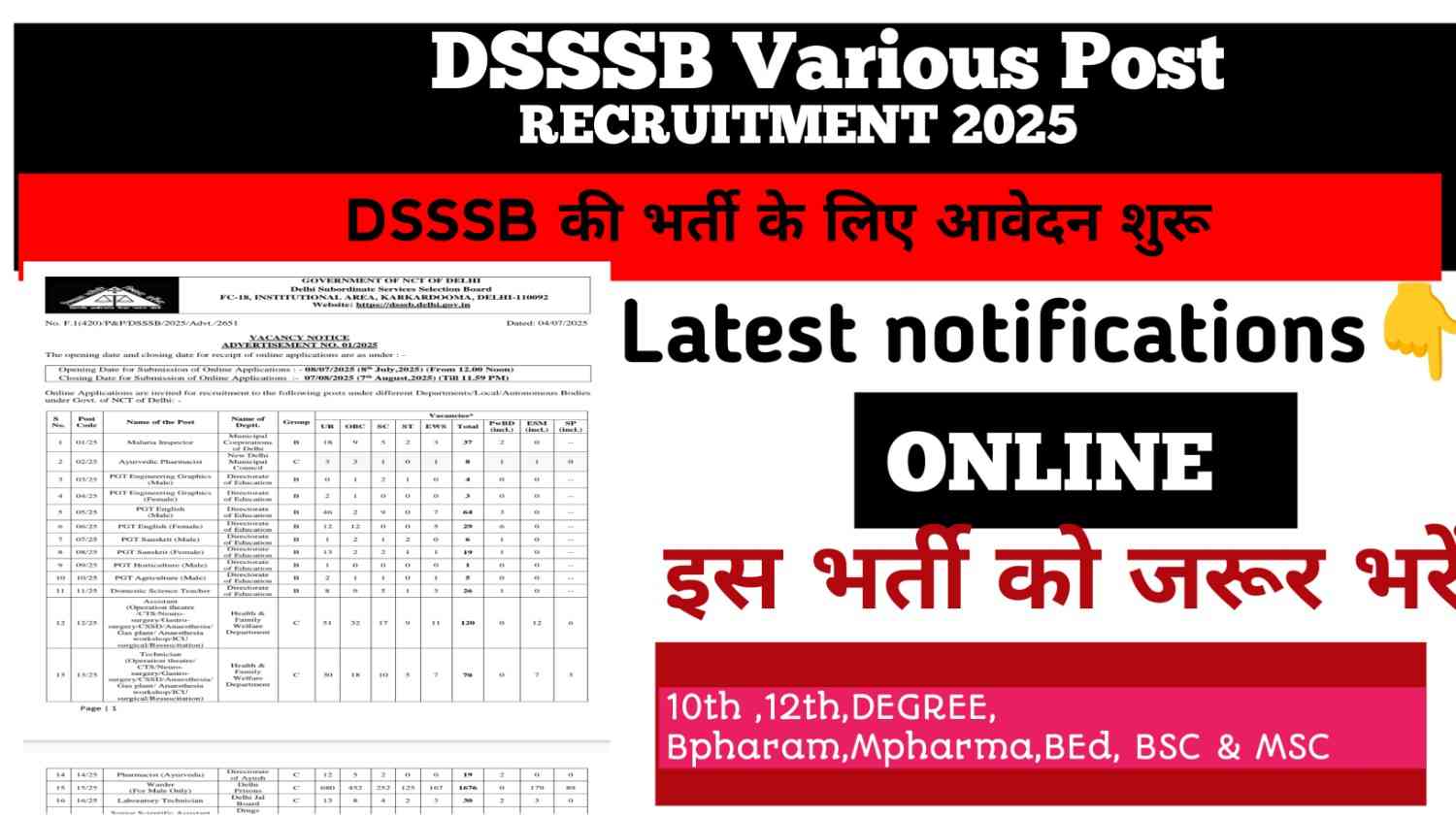 Dsssb warden Various post recruitment 2025