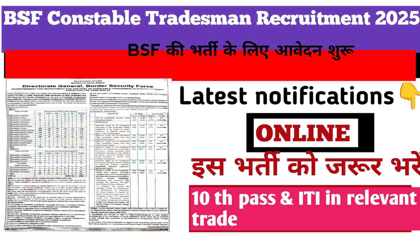 BSF Constable Tradesman Recruitment 2025