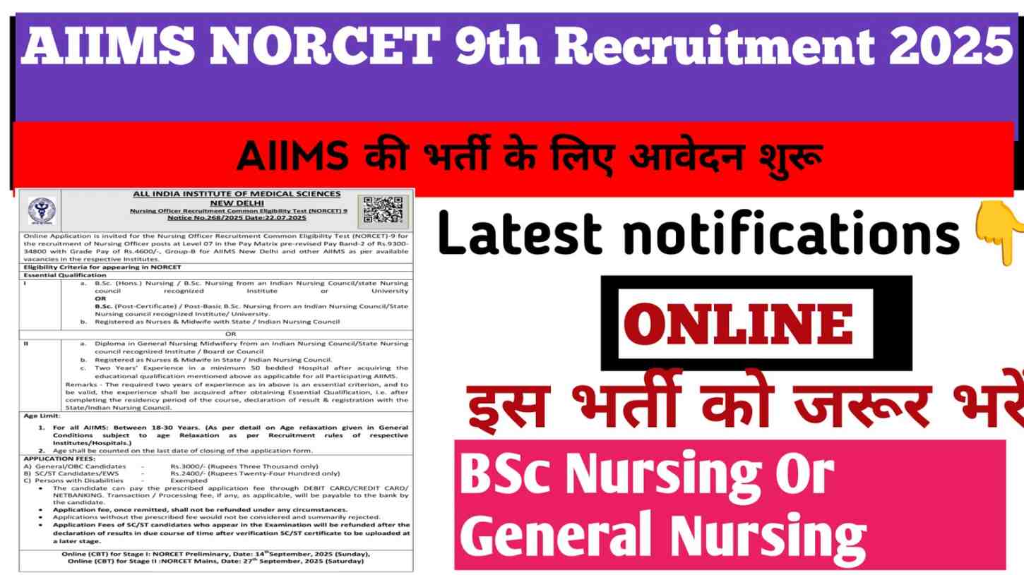 AIIMS NORCET 9th Recruitment 2025