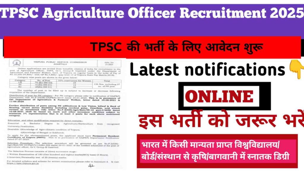 TPSC Agriculture Officer Recruitment 2025