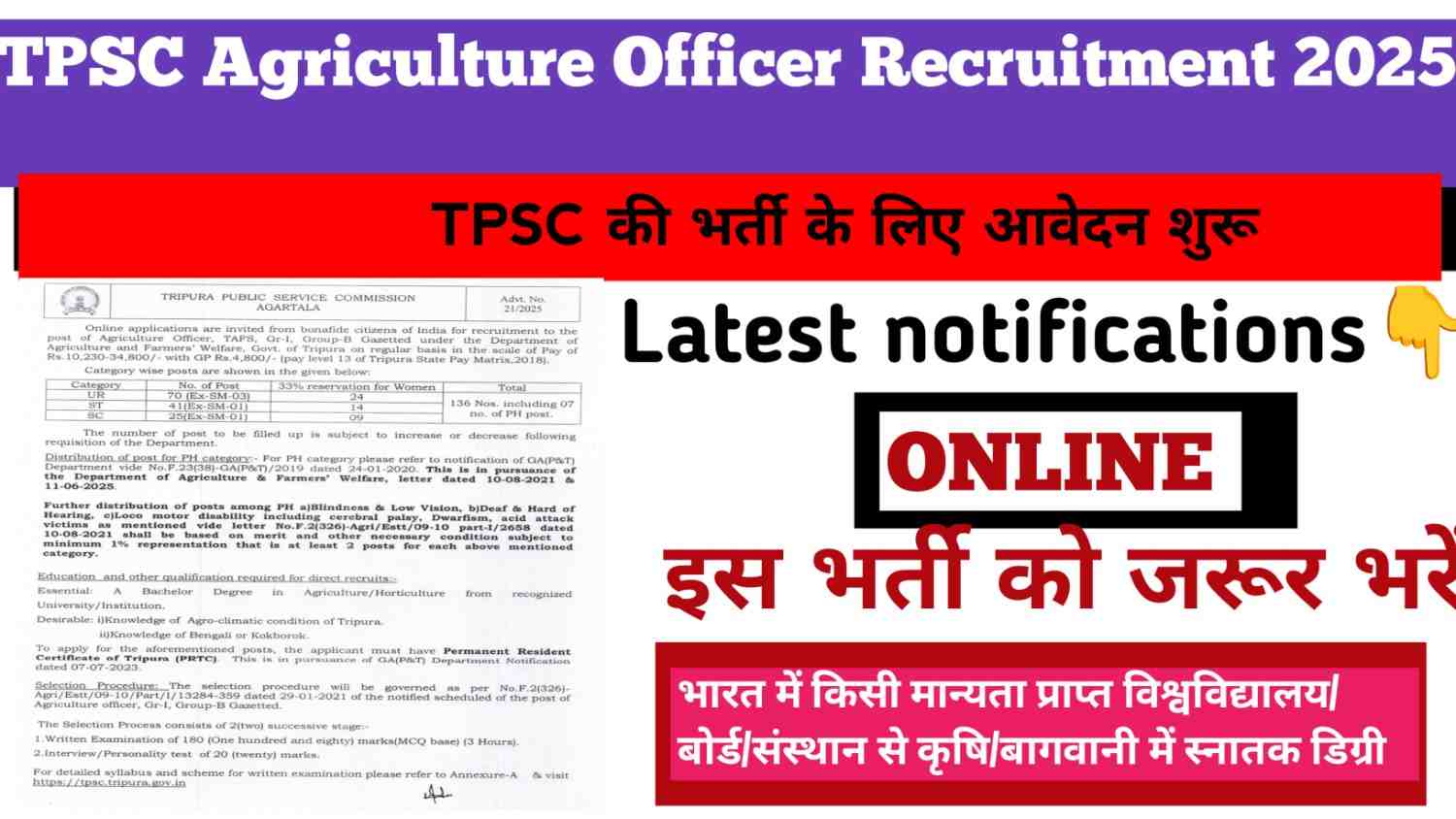 TPSC Agriculture Officer Recruitment 2025