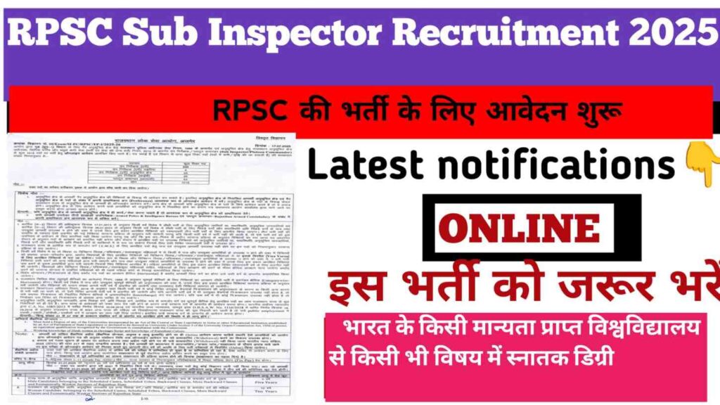 RPSC Sub Inspector Recruitment 2025