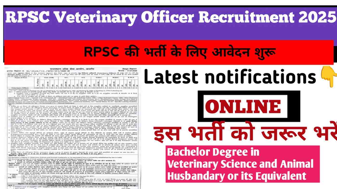 RPSC Veterinary Officer Recruitment 2025