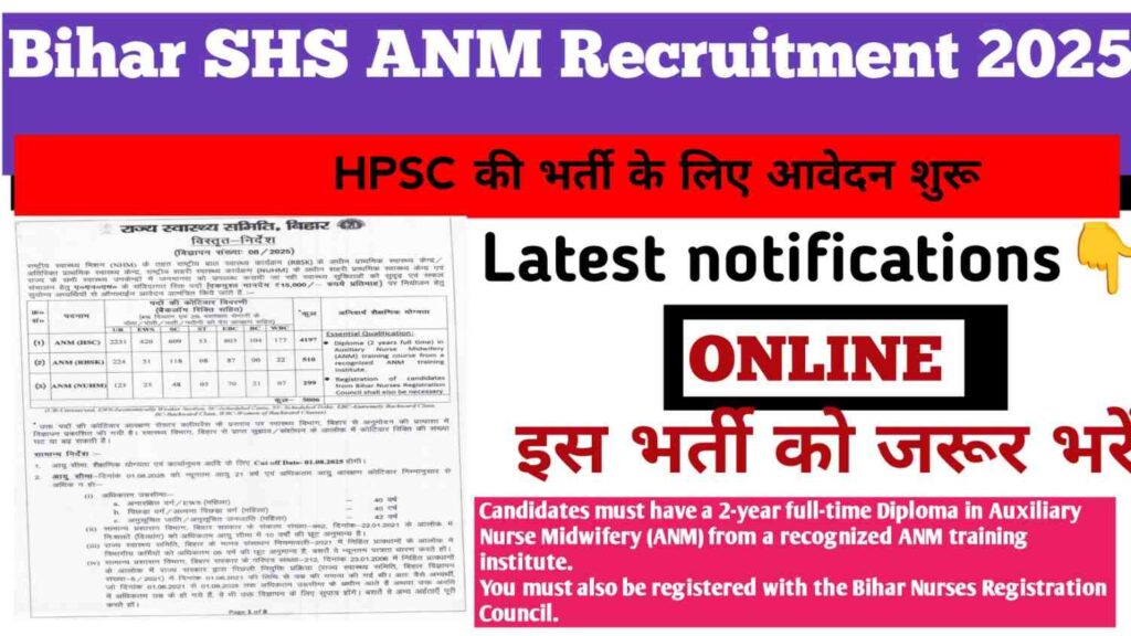 Bihar SHS ANM Recruitment 2025