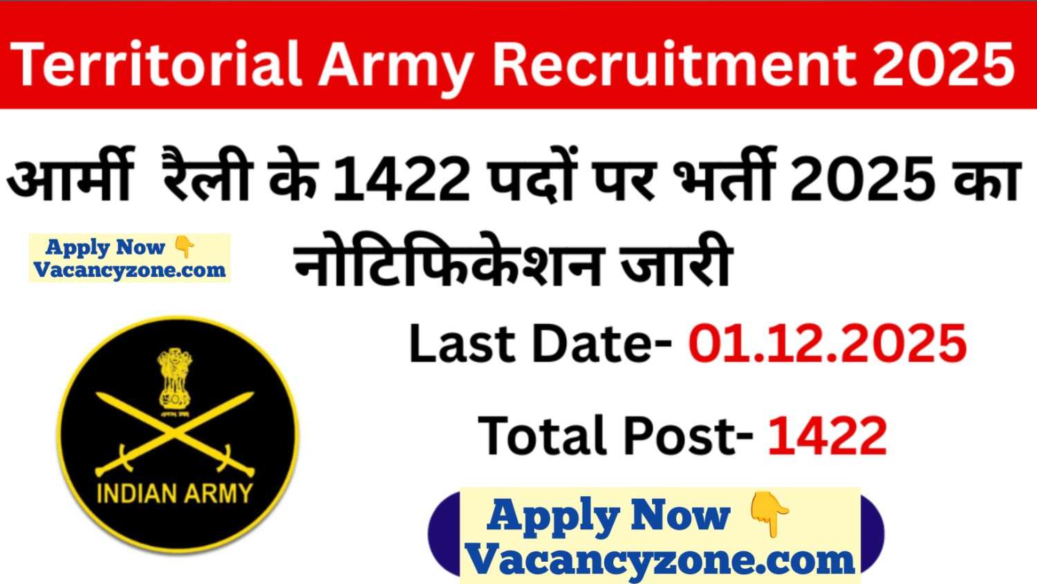 Territorial Army HQ SC Rally Bharti 2025